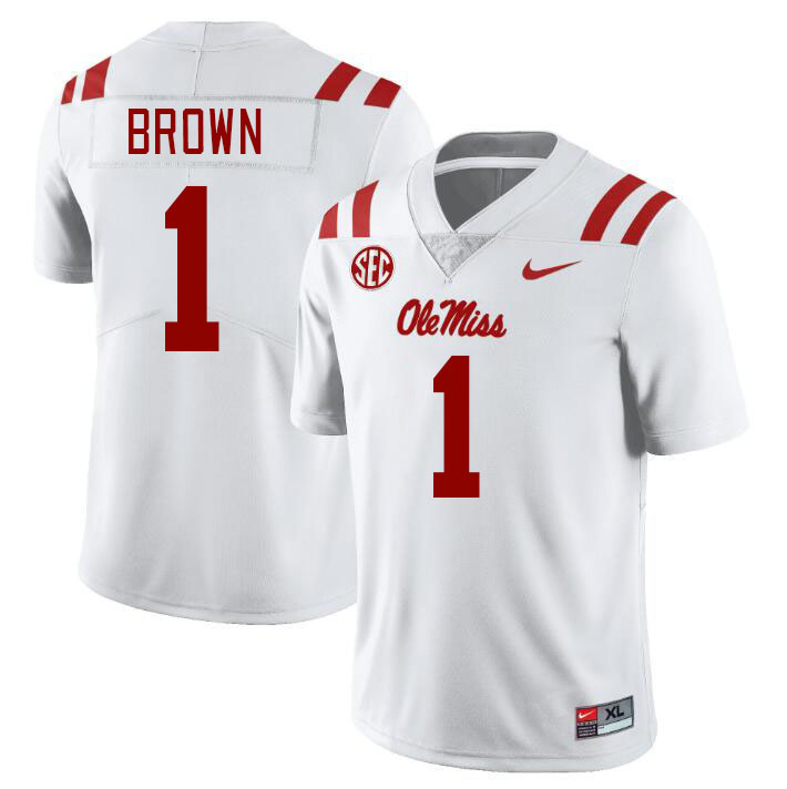 Ole Miss Rebels #1 A.J. Brown College Football Jerseys Stitched Sale-White